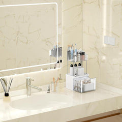 new Bathroom Countertop Organizer with Drawer - 3 Tier Makeup for clear 07FC0E-D4 - KOEEK