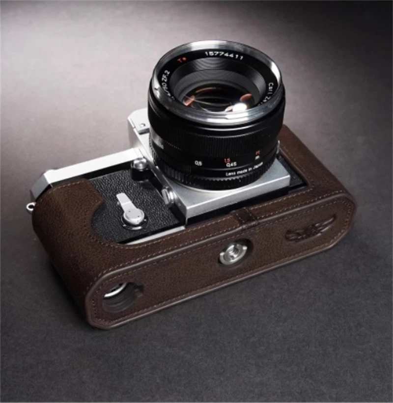 Nikon F Handmade  Retro Cover Leather Half Case Camera Big FInsert TP 07FC0E-D4 - KOEEK