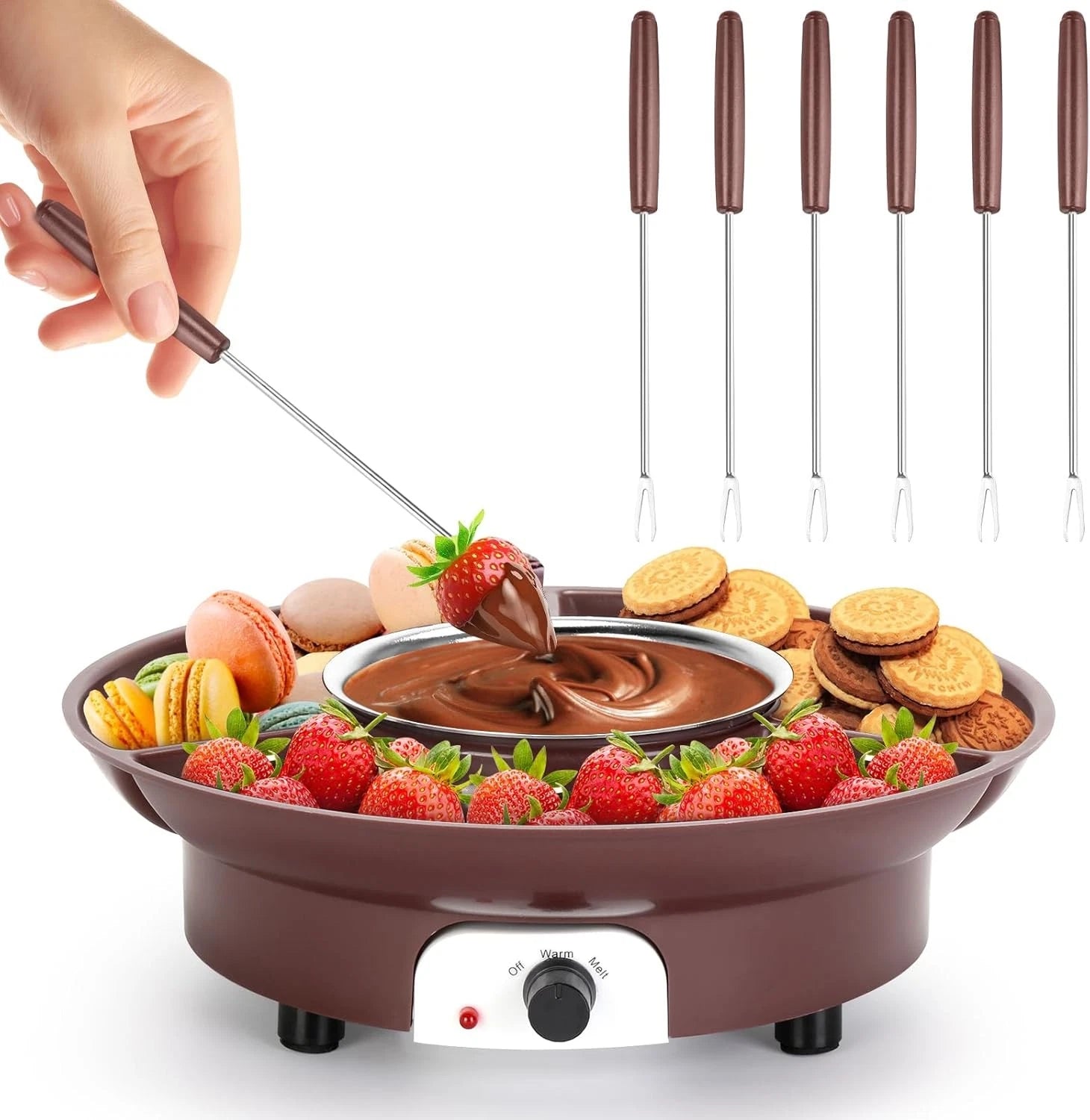 MINI Melting Fondue Set, 10oz Electric Chocolate Melting Pot with 6PCS Forks 07FC0E-D4 - KOEEK