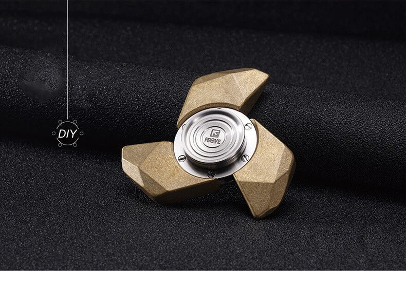 FEGVE Diy Fidget Hand Spinner Triangle Matte Brass/Copper Finger Toy EDC 07FC0E-D4 - KOEEK
