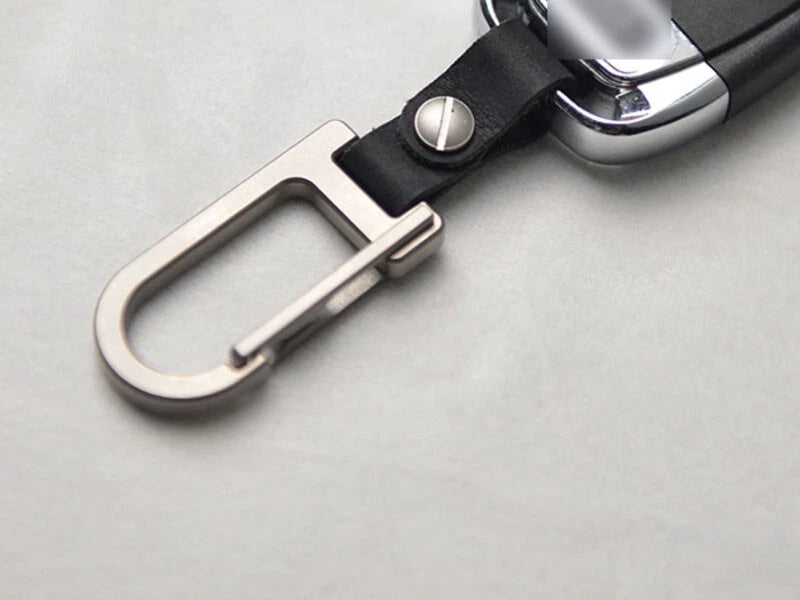 Titanium Alloy + Leather Keychain Carabiner Portable Card Key Hang Buckle EDC 07FC0E-D4 - KOEEK