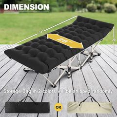 Black folding camp bed with mattress, 800 lb. maximum load capacity 07FC0E-D4 - KOEEK