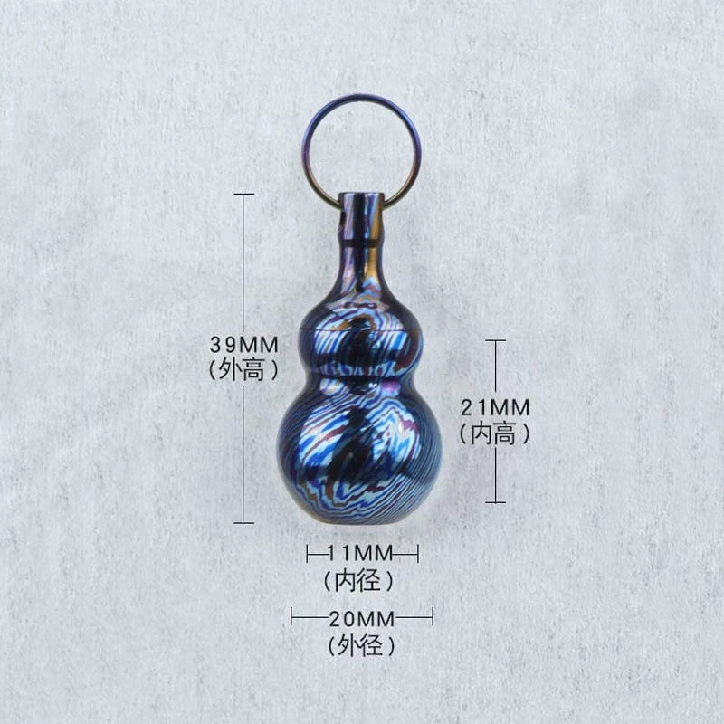 Titanium Timascus Waterproof Pill Container Gourd Box Keychain Pendant EDC 07FC0E-D4 - KOEEK