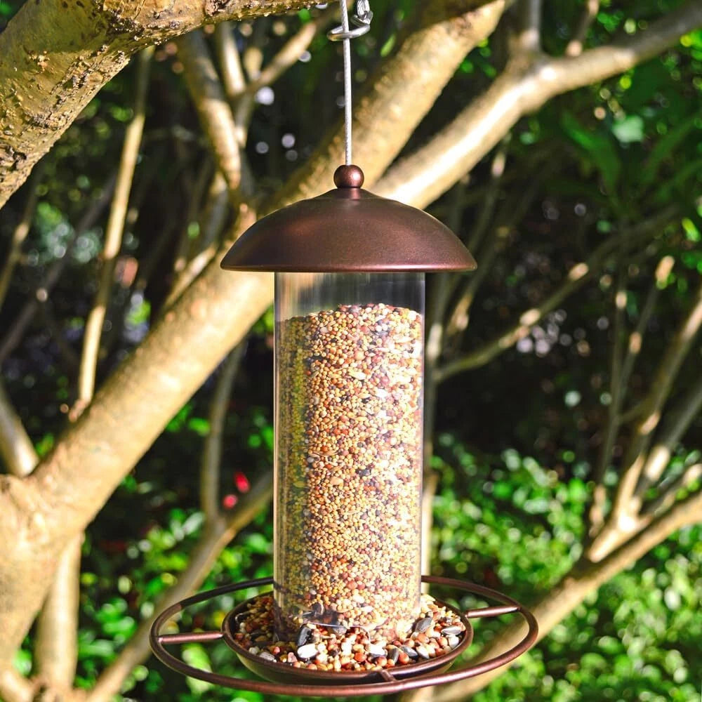2 Pack Metal Wide Bird Feeders -Hanging Outdoor Bird Feeder with 1.6lbs Capacity 07FC0E-D4 - KOEEK