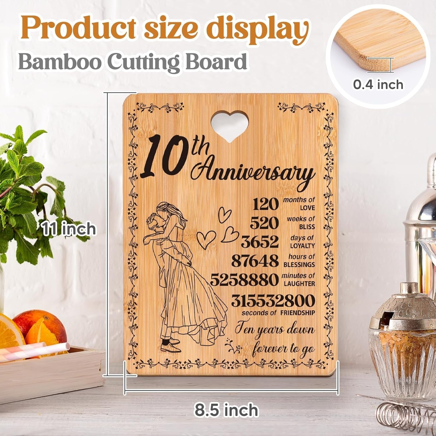 new 10 Year Anniversary Unique Gifts 11"L x 0.4"W, For 10th Wedding 07FC0E-D4 - KOEEK