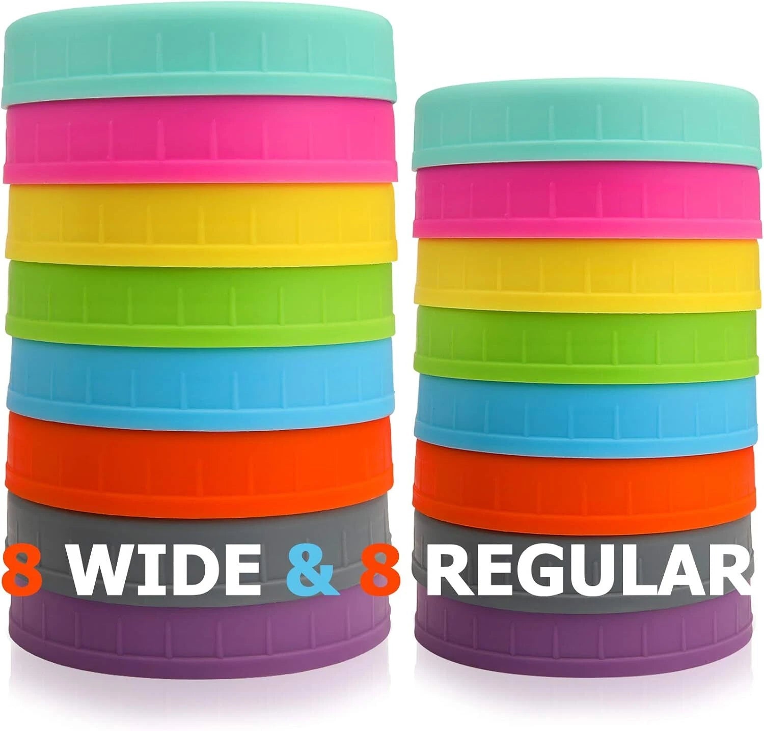 [16 Pack] Colored Plastic Mason Jar Lids Fits Ball, Kerr & More 07FC0E-D4 - KOEEK