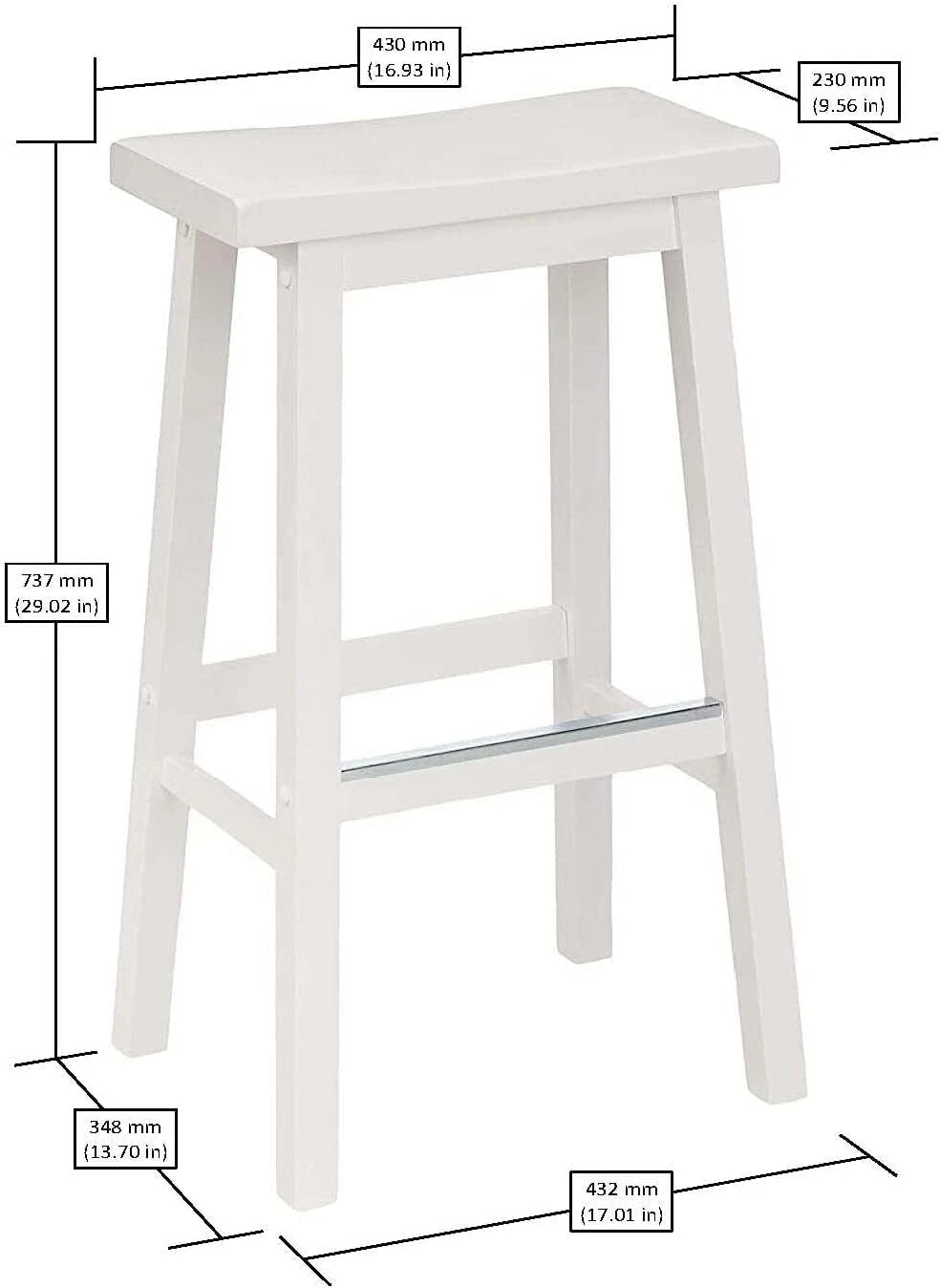 Solid Wood Saddle Seat Kitchen Island Counter Bar Stools White - Set of 2 07FC0E-D4 - KOEEK