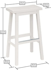 Solid Wood Saddle Seat Kitchen Island Counter Bar Stools White - Set of 2 07FC0E-D4 - KOEEK