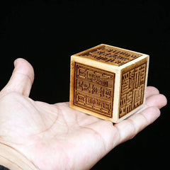 Peach Wood Six Sided Seal Base Jade Emperor Dizang Wang Xuannv Wood Carving 07FC0E-D4 - KOEEK