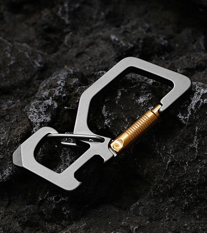 EDC Titanium Keychain Multi Tools Bottle Opener Crowbar Double Hanging Buckle 07FC0E-D4 - KOEEK