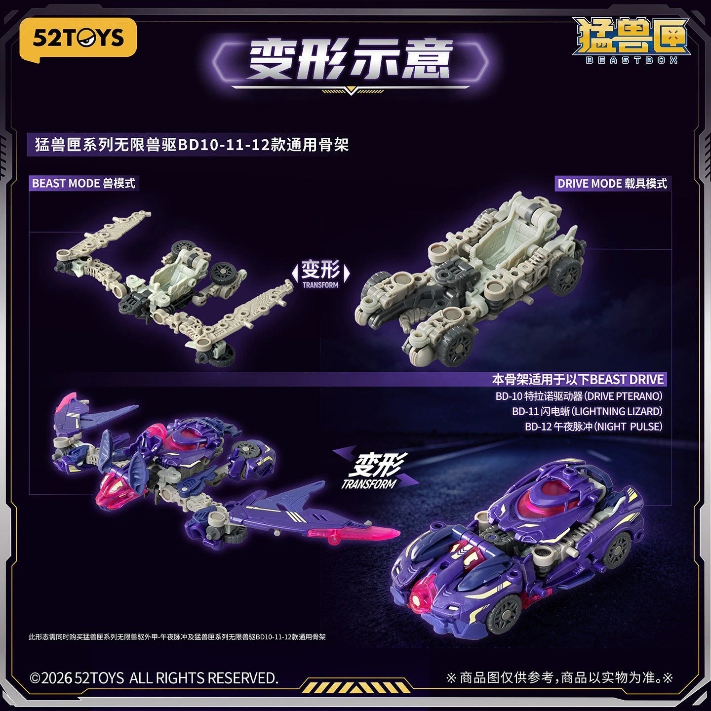 52TOYS BD‑12 Beast Drive Midnight Pulse Transforming Action Figure Toy Set 07FC0E-D4 - KOEEK