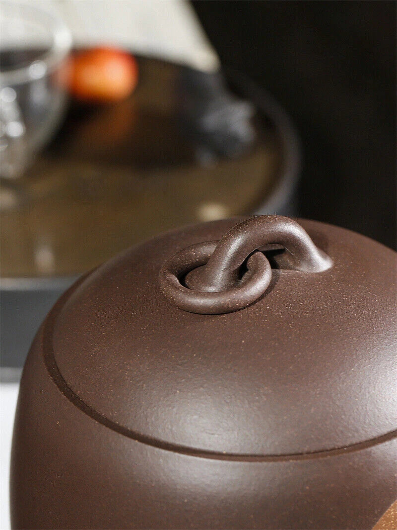 Yixing Zisha Purple Clay Tea Canister With Lid Sealed Jar For Loose Tea 07FC0E-D4 - KOEEK