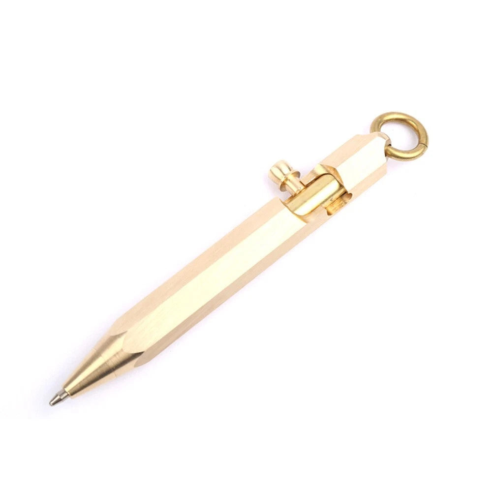 Hot Mini Handmade Six-Edg Brass Ball Pen Bolt Action Pen Pocket Keychain EDC Pen 07FC0E-D4 - KOEEK