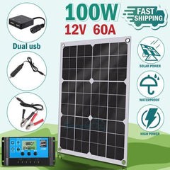 ny 100W Watt Mono Solcellepanel 12V Lading Off-Grid Batteristrøm RV Home Boat Camp