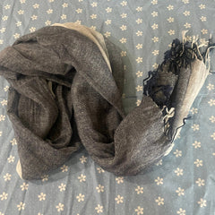 Mens Flax Linen Scarf Gray White Breathable Unisex Shawl Neckerchief Scarves 07FC0E-D4 - KOEEK