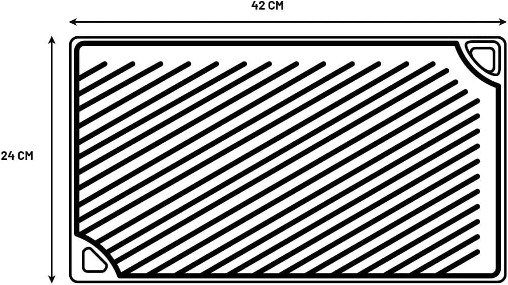 Cast Iron Rectangular Reversible Grill/Griddle, 9.5-Inch x 16.75-Inch, Black 07FC0E-D4 - KOEEK