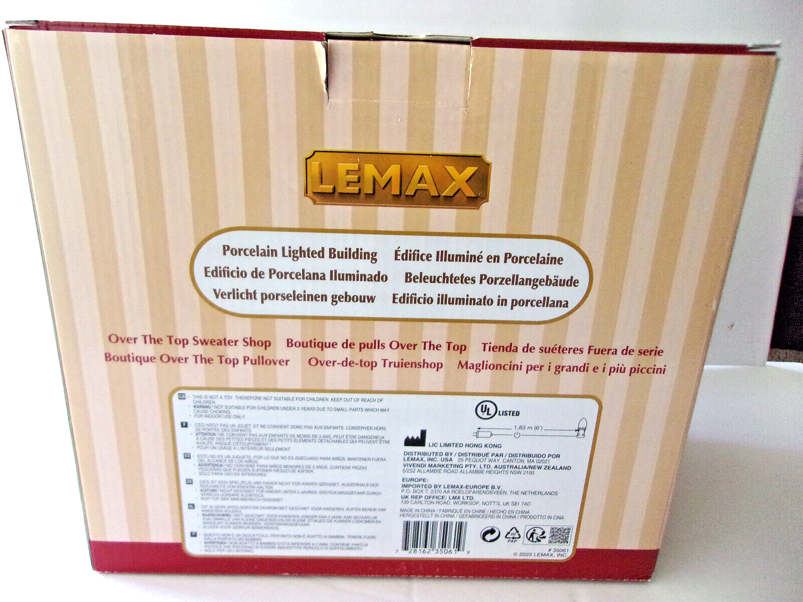 LEMAX #35061  OVER THE TOP SWEATER SHOP LIGHTED BUILDING LEMAX - KOEEK