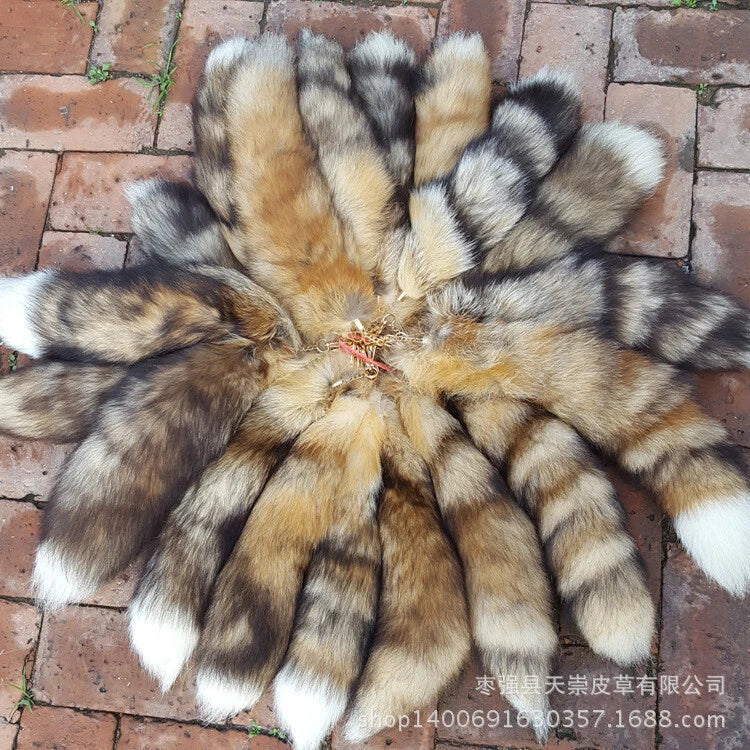 42CM Large Fox Tail Real Fox Fur Tail Keychain Fur Tassel Handbag 16.5" Gift 07FC0E-D4 - KOEEK