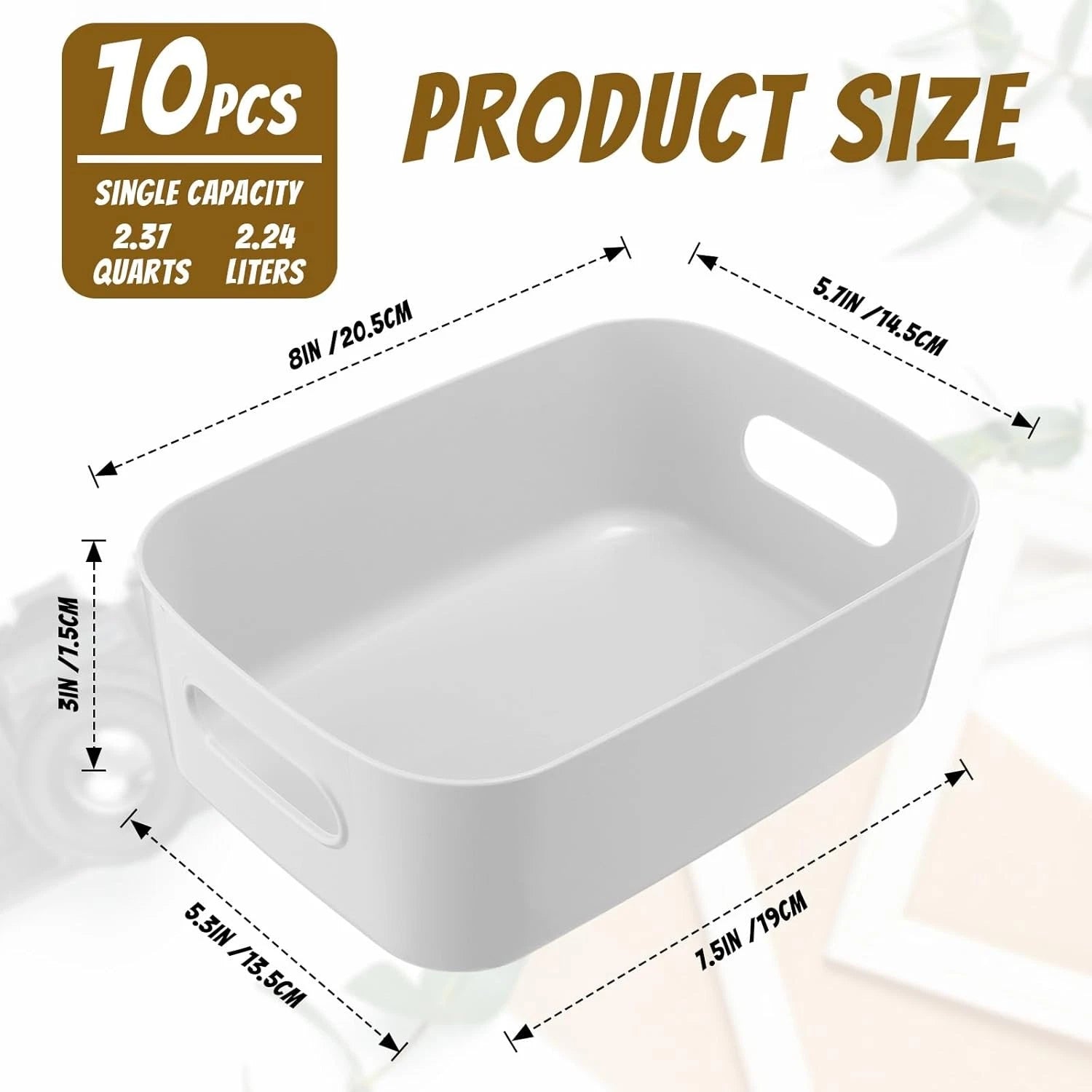 Plastic Storage Boxes, 10-Pack, Gray (8 x 5.7 x 3 inches) 07FC0E-D4 - KOEEK