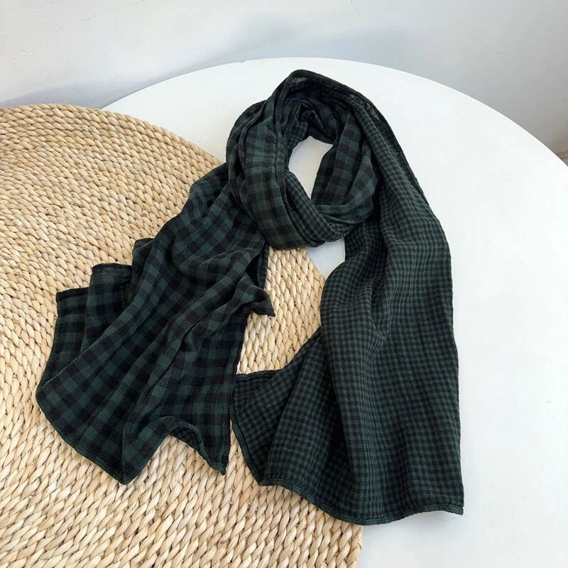 Mens  Cotton Plaid Scarf Preppy Style Shawl Casual Breathable Soft Scarves 07FC0E-D4 - KOEEK