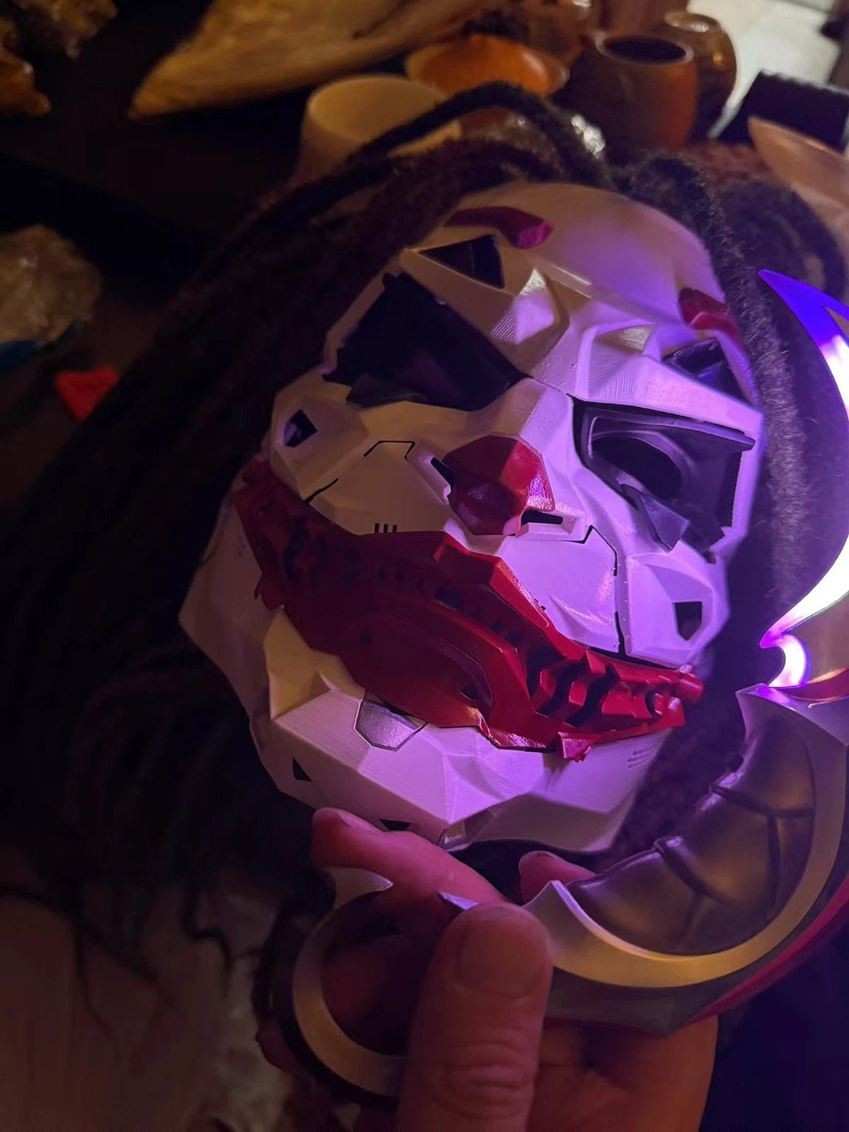 Cyberpunk Joker Cosplay Mask Full Face Headwear W/dreadlocks Halloween Prop 07FC0E-D4 - KOEEK