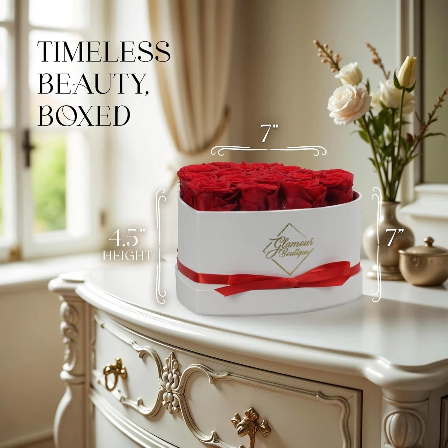Boxed Preserved Roses - A Gift for Her, Your Wife, or Mother Red - 16 Pieces 07FC0E-D4 - KOEEK