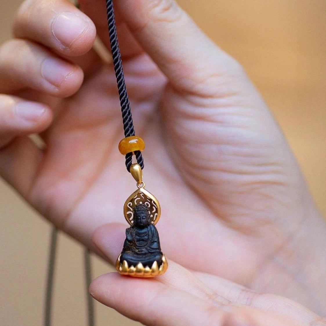 Portable Buddha Pendant  Charm Necklace Handcrafted  Chinese Style 07FC0E-D4 - KOEEK