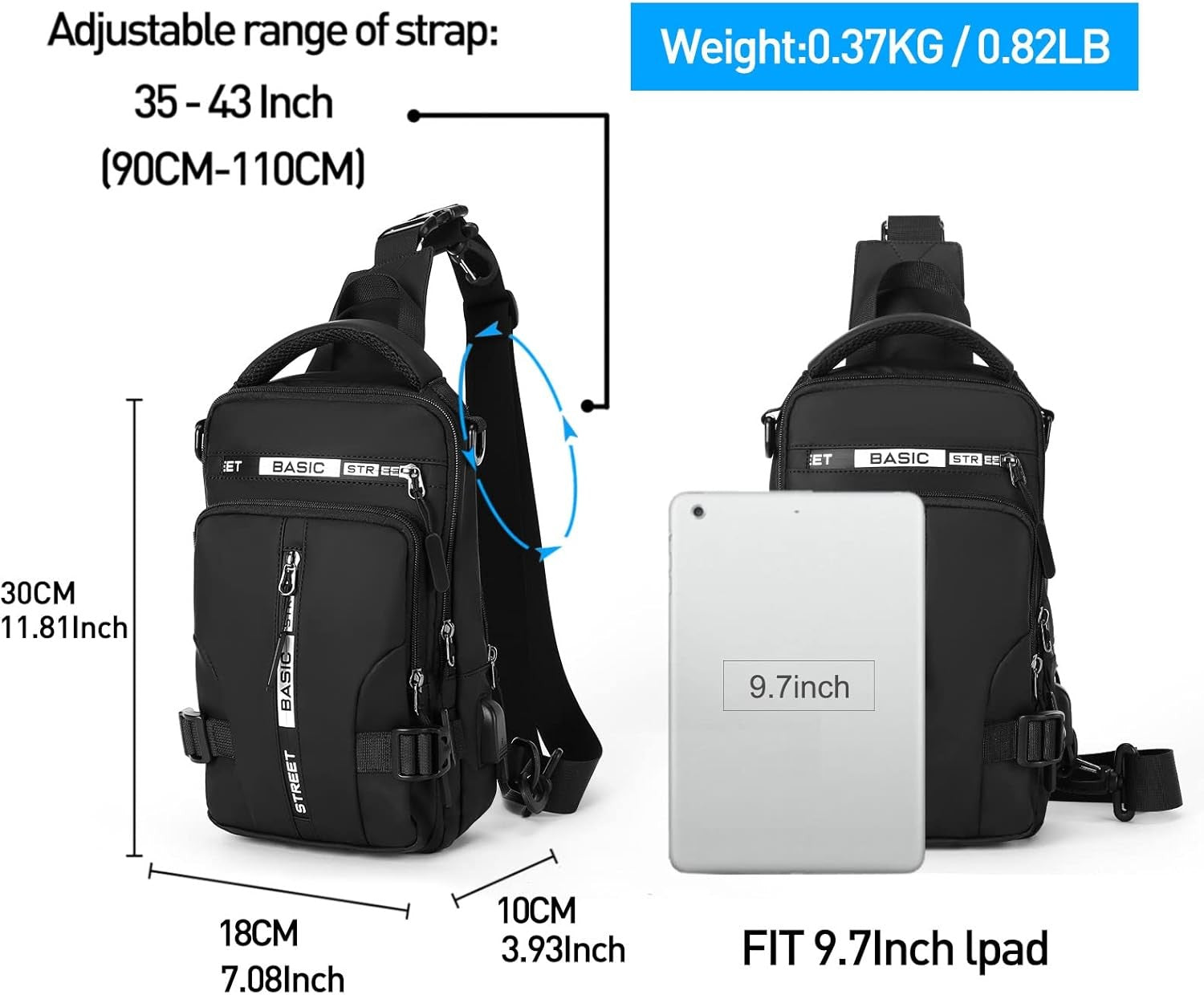 new SEAFEW Anti Theft Sling Crossbody Backpack Shoulder Bag for Men, Black SEAFEW - KOEEK