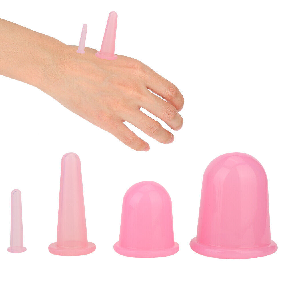 new 4pcs Vaccum Massager Cupping Cup Lifting Firming Therapy Treatment (Pink) HGF koeek - KOEEK