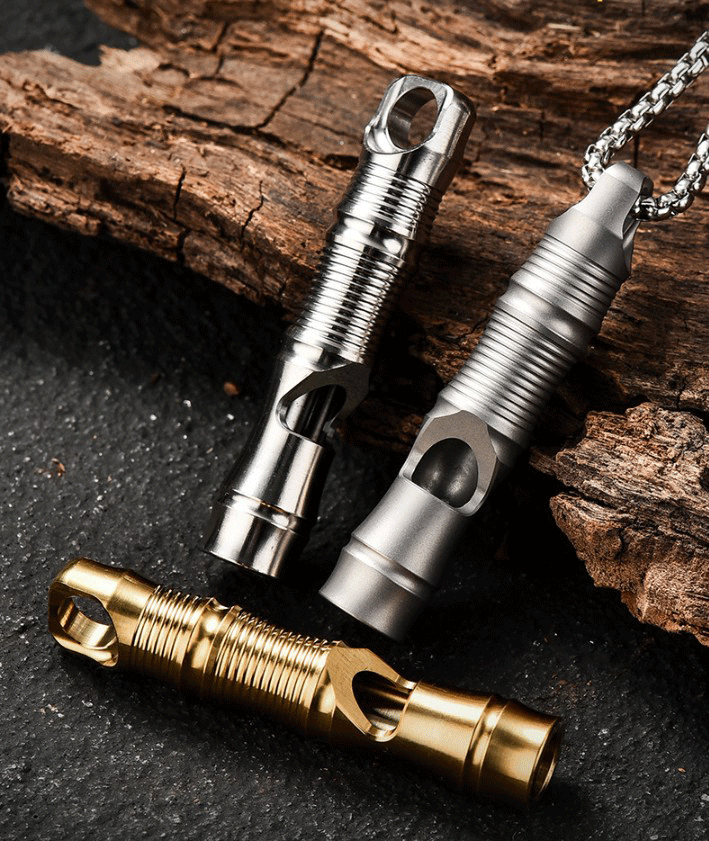 Mini Titanium Alloy Whistle Necklace Lanyard DIY EDC Survival Key chain EDC Tool 07FC0E-D4 - KOEEK