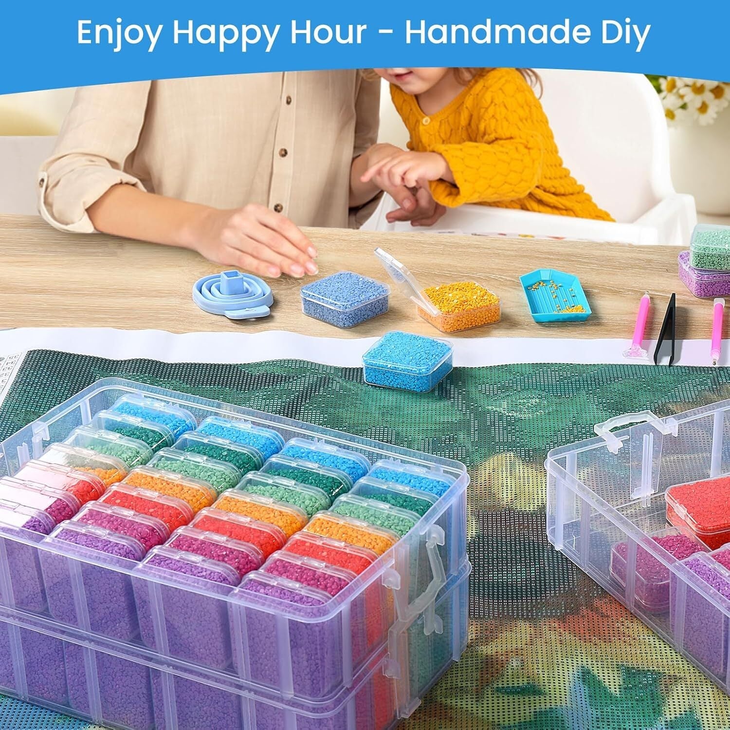new Douorgan Bead Organizer Box, 84 Pcs Small Organizers, 3-Tier 3Tier