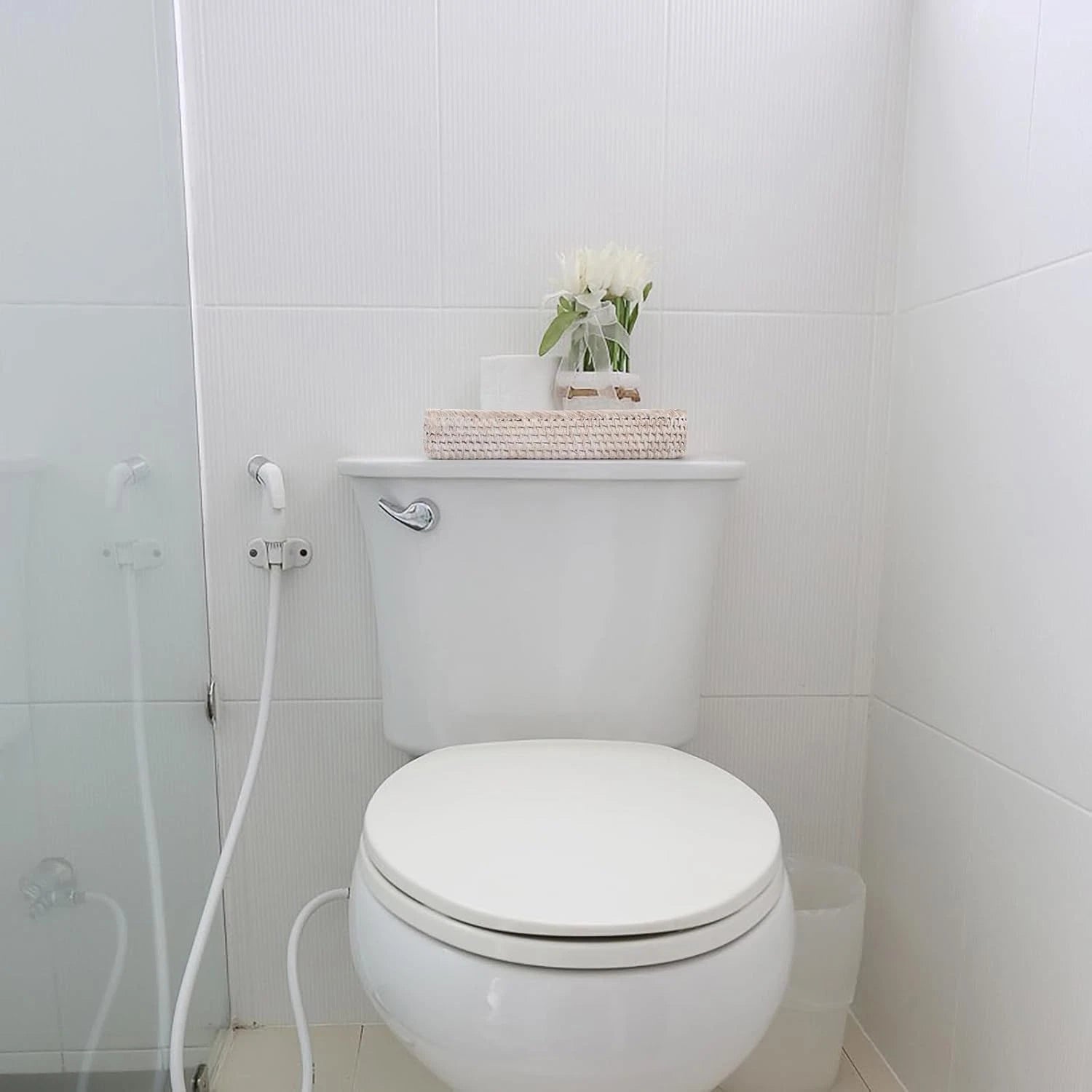 Rattan Bathroom Vanity Tray, Toilet Tank Tray, Toilet Basket Tank Topper 07FC0E-D4 - KOEEK