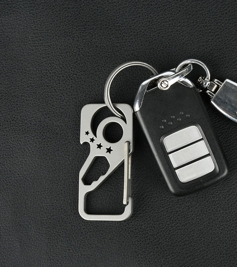 Titanium Alloy Pocket Key Chain Carabiner Bottle Opener Wrench Outdoor Multi EDC 07FC0E-D4 - KOEEK