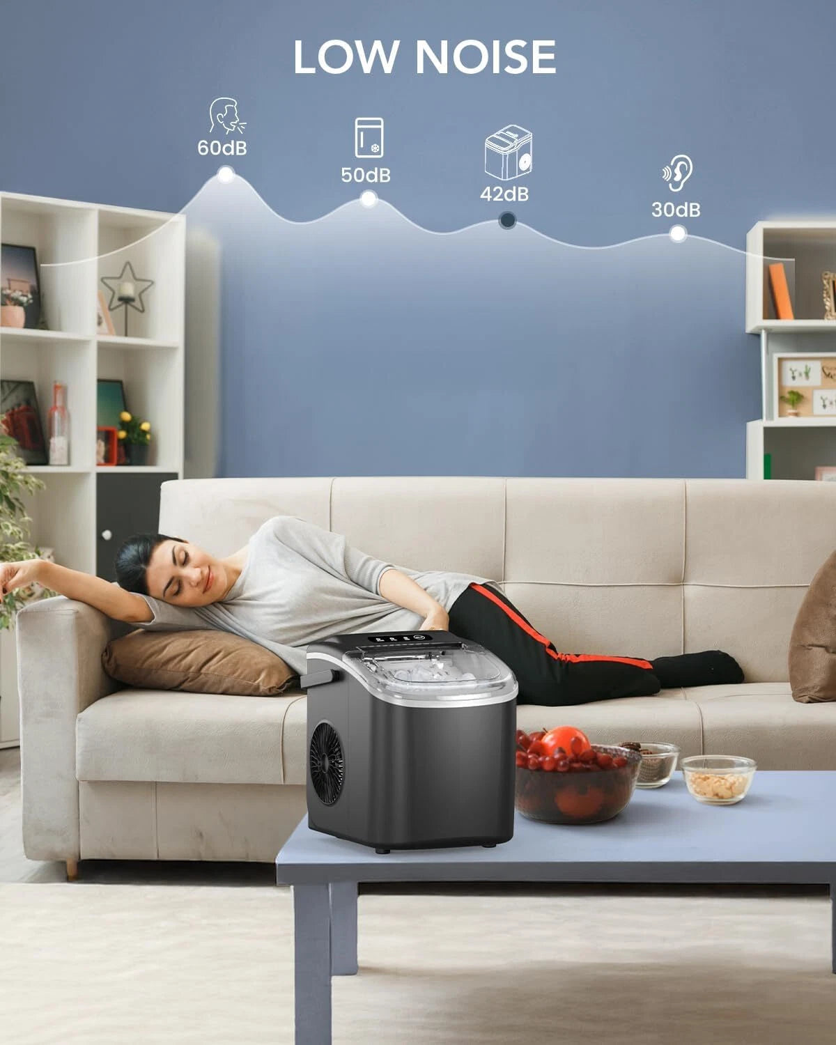 Countertop Ice Maker, High Efficiency Portable Ice Maker,Self-Cleaning Ice Maker 07FC0E-D4 - KOEEK