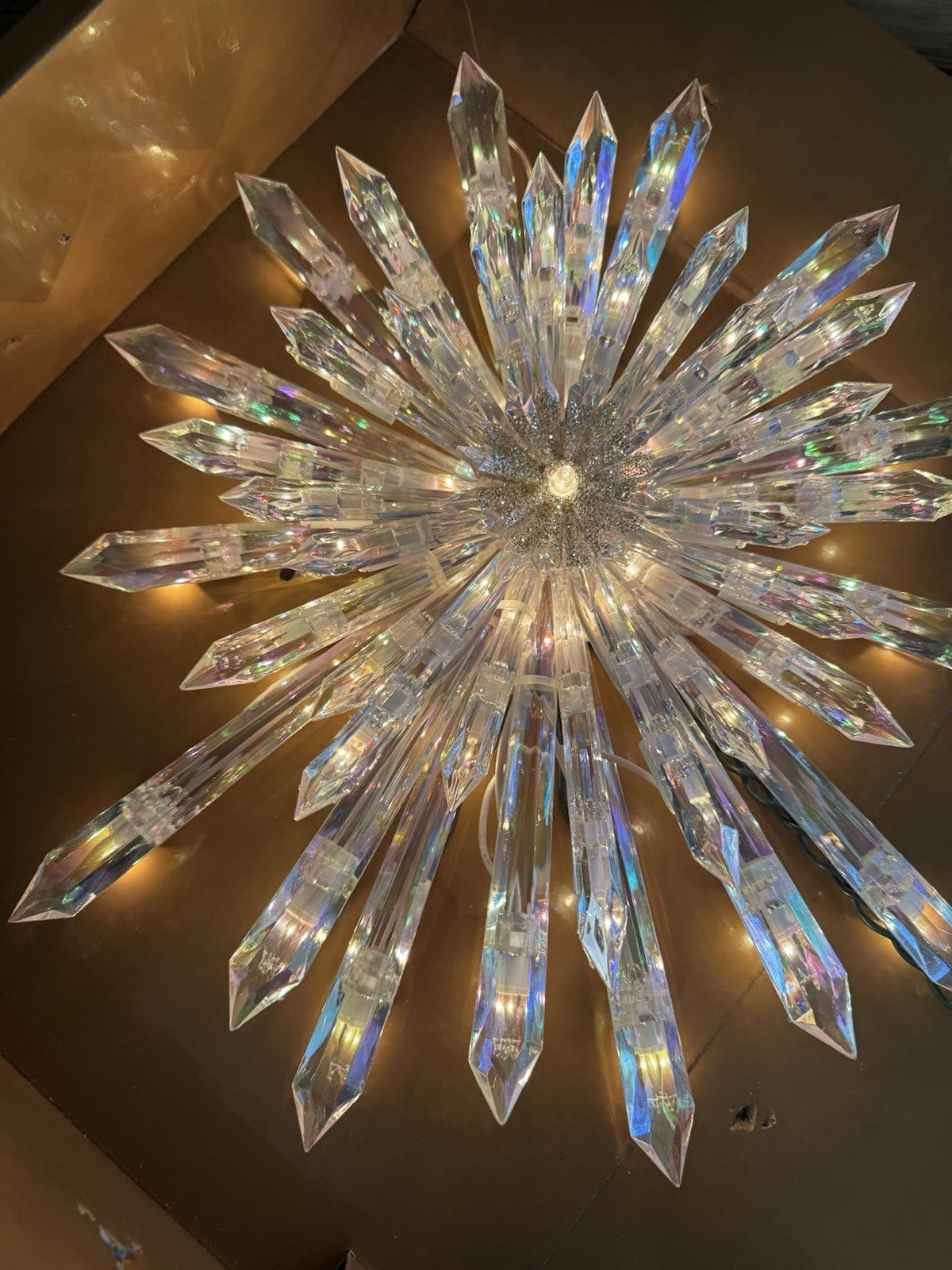 GE 50 Light Large Crystal Style Star Snowflake Christmas Tree Topper Big 14" wBX GE - KOEEK