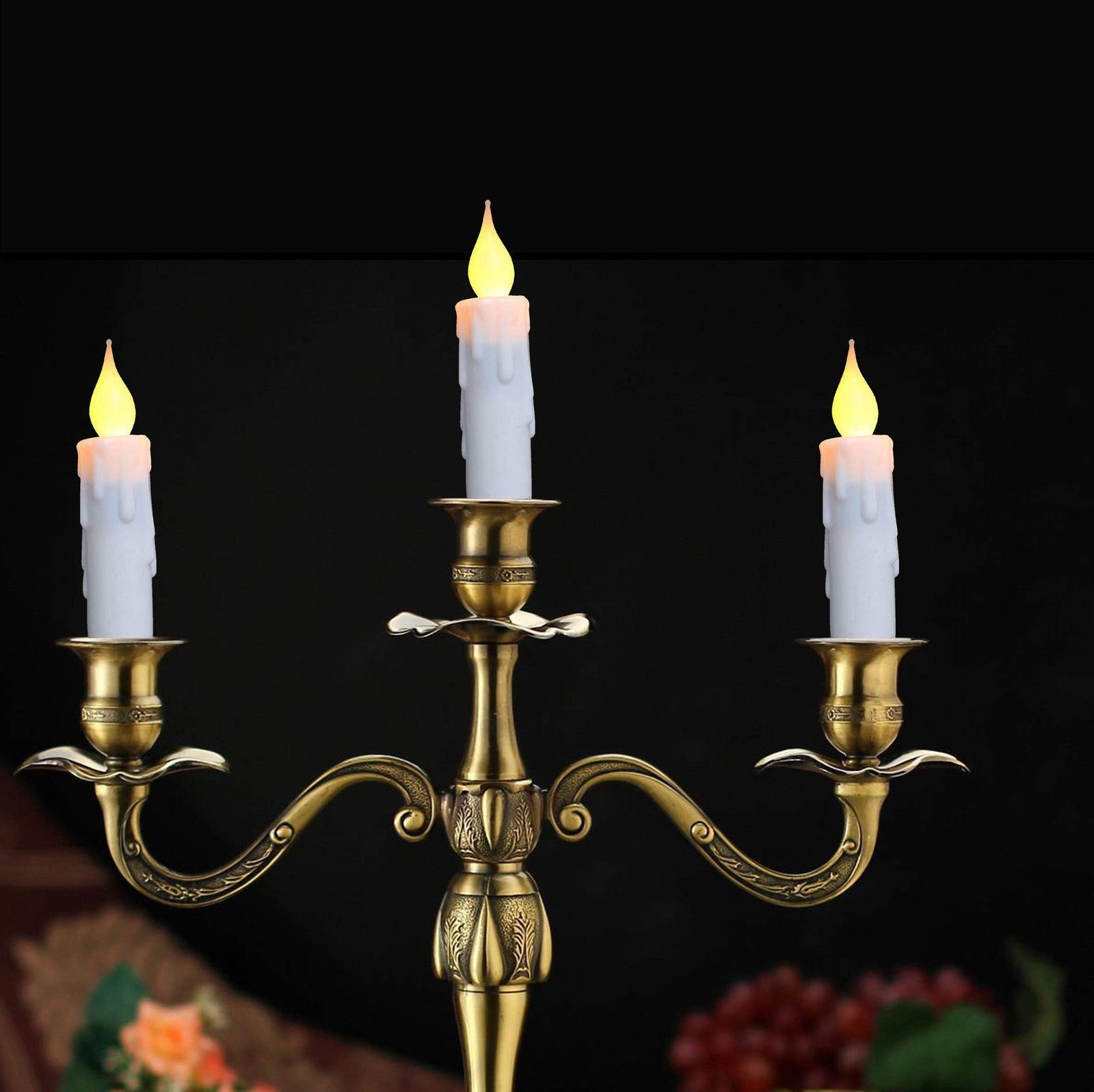 .White Short Taper Candles Battery Operated Flickering Small Flameless Taper 07FC0E-D4 - KOEEK