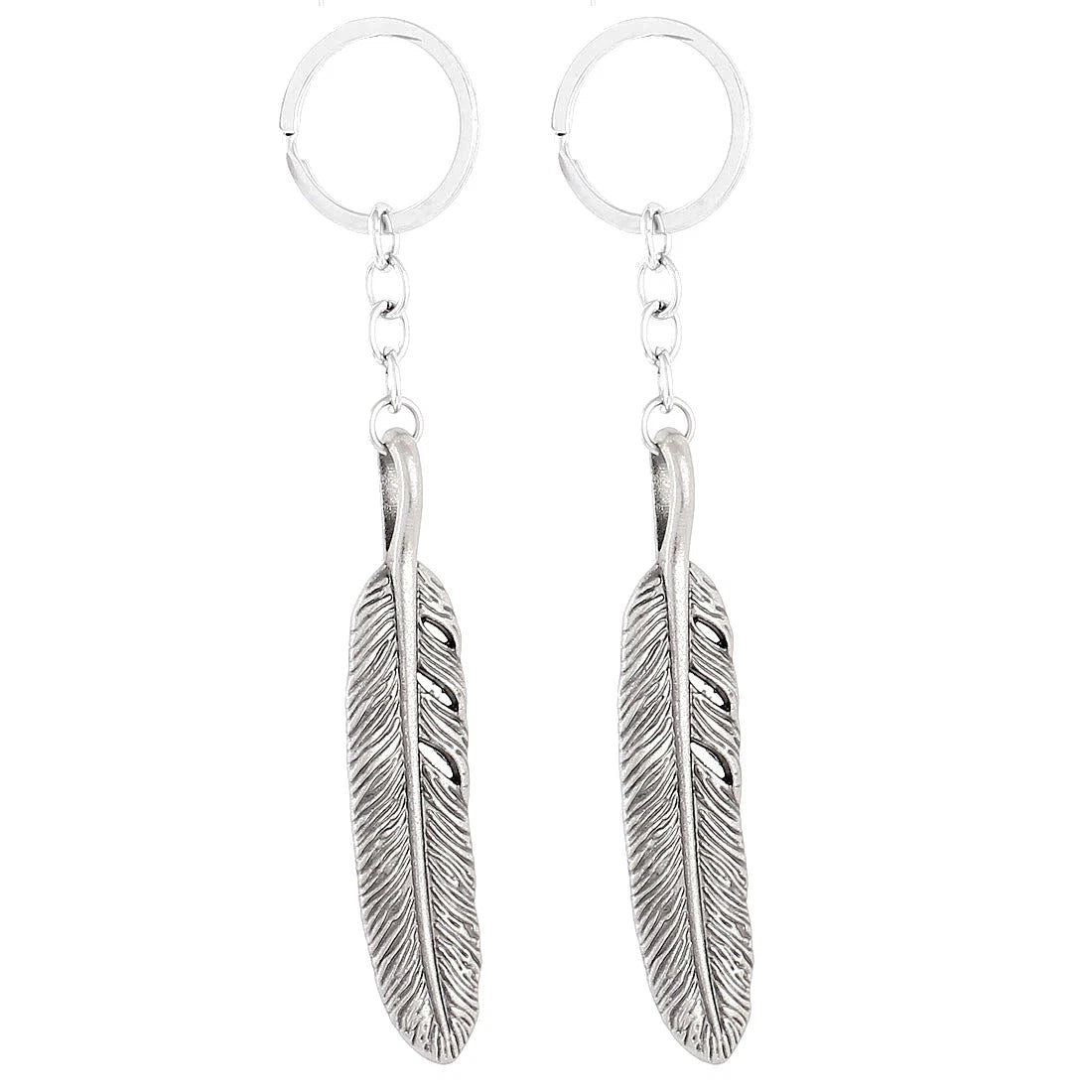 Feather Shaped Pendant Keyring Keychain Key Ring Holder Ornament 2 Pcs 07FC0E-D4 - KOEEK