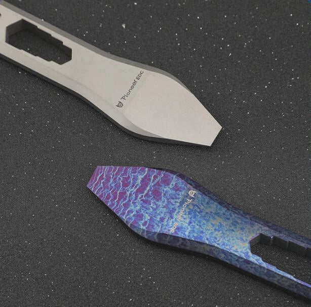 Titanium Pocket Pry Bar Crowbar Outdoor EDC Multi Tools Bottle Opener Wrench 07FC0E-D4 - KOEEK