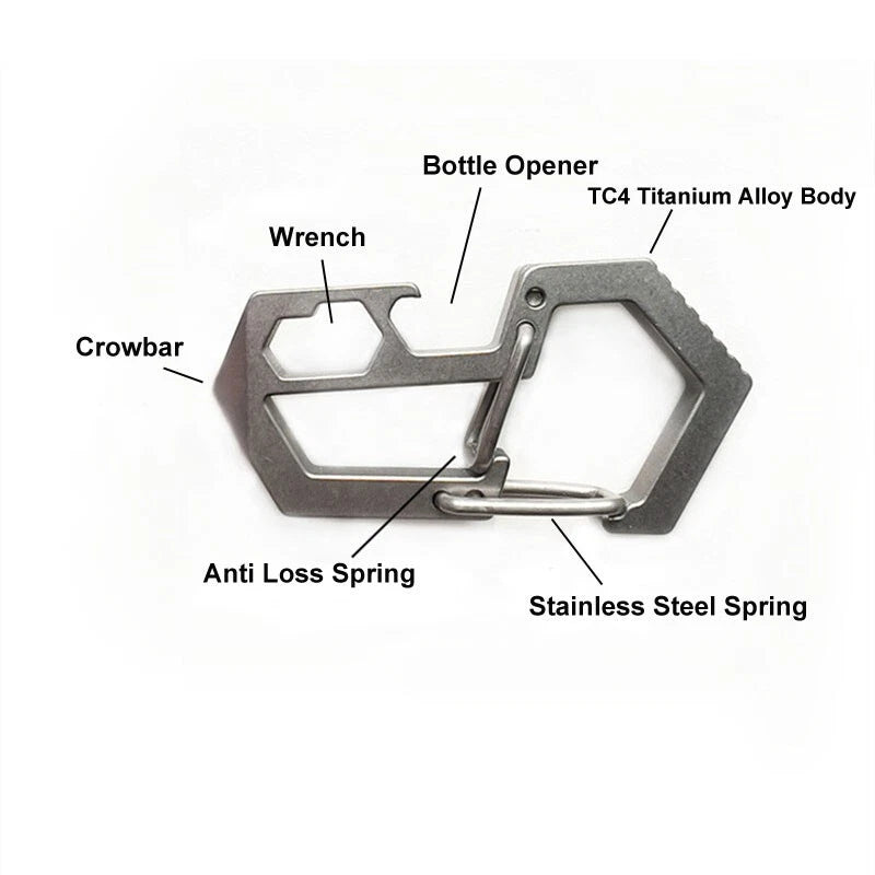 Titanium Alloy EDC Multi Tools Keychain Carabiner Bottle Opener Crowbar Tool 07FC0E-D4 - KOEEK