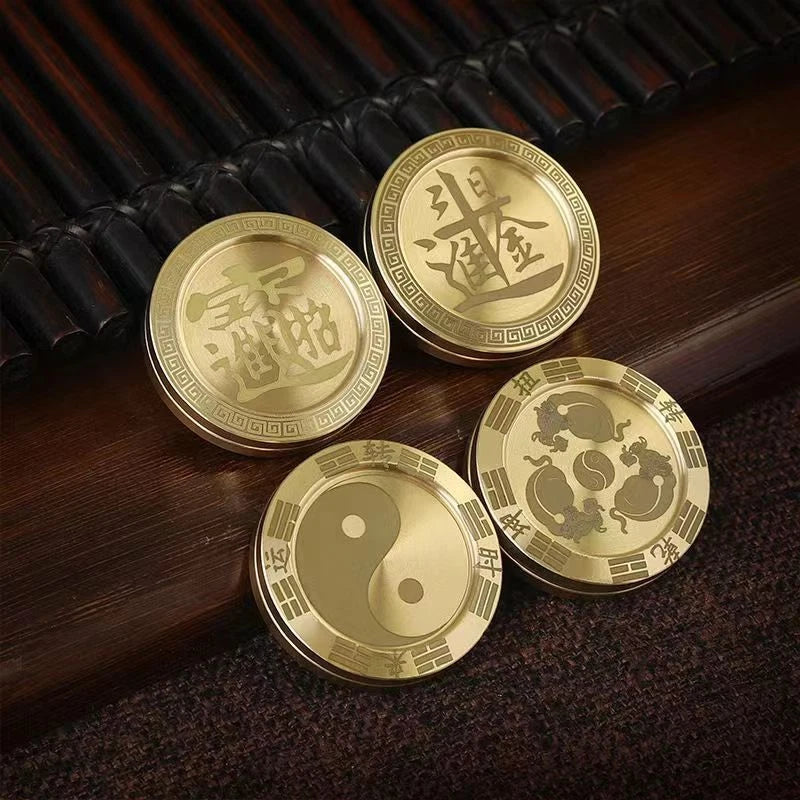 Brass EDC Toy Bagua Haptic Coins Adult Metal Fidget Spinner Toys Stress Relief 07FC0E-D4 - KOEEK