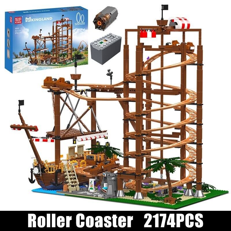 new Mould King 11013 Pirate Ship Roller Coaster Building Block Kid RC Toy 2174Pcs MOULD KING - KOEEK