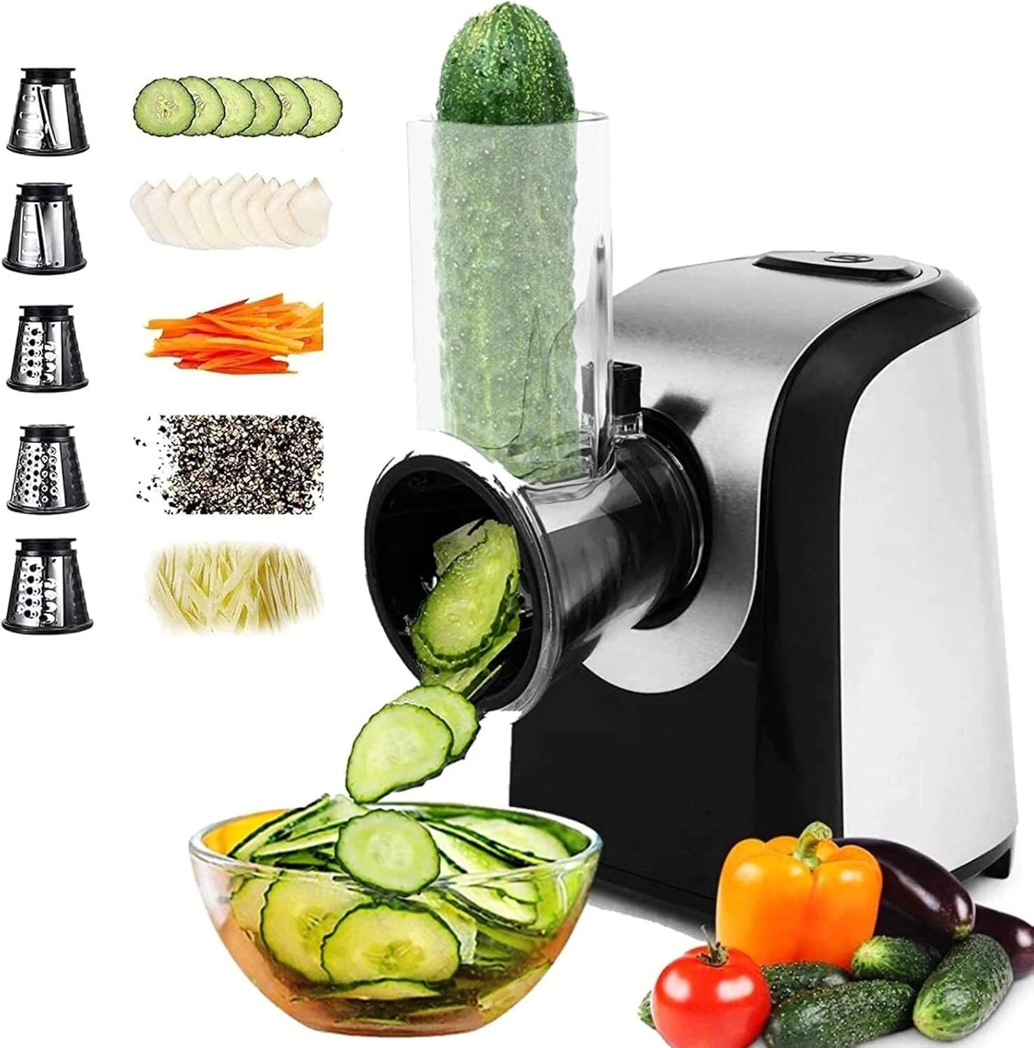 5 in 1 Professional Electric Cheese Grater, Electric Cheese Grater, BPA Free. 07FC0E-D4 - KOEEK