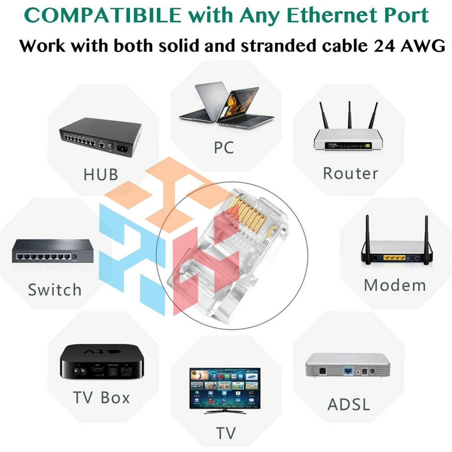 100 stücke RJ45 Modularstecker CAT5 CAT5E 8P8C Netzwerkkabel LAN-Anschluss Endstecker