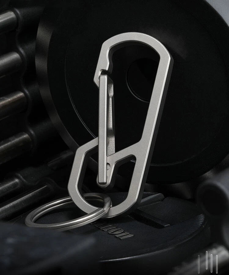 EDC Titanium Alloy Mechanical Keychain Carabiner Belt Clip Storage Keyrings Tool 07FC0E-D4 - KOEEK