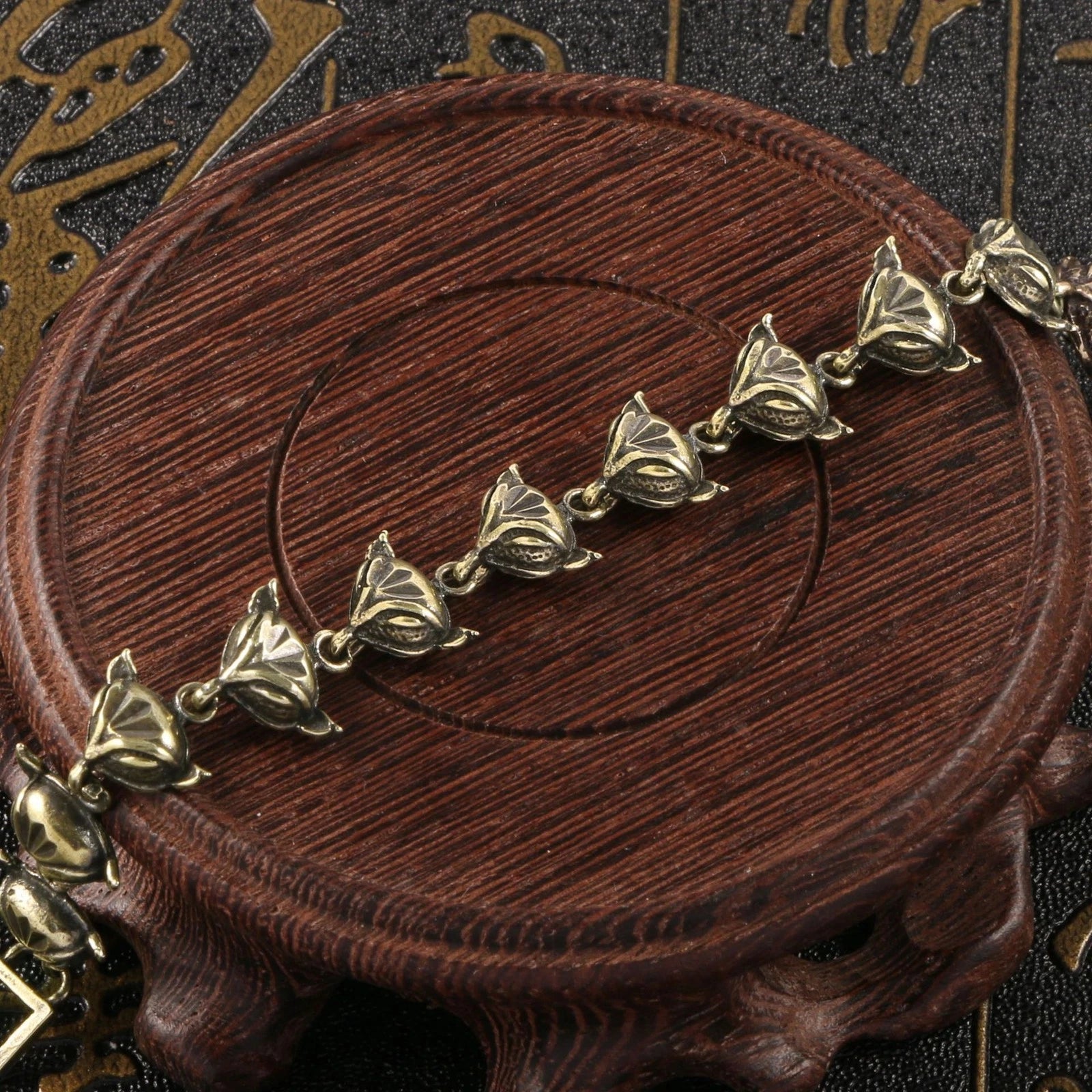 Aged Brass Bracelet Vintage Style Handcrafted Jewelry Men Women Couples Gift 07FC0E-D4 - KOEEK