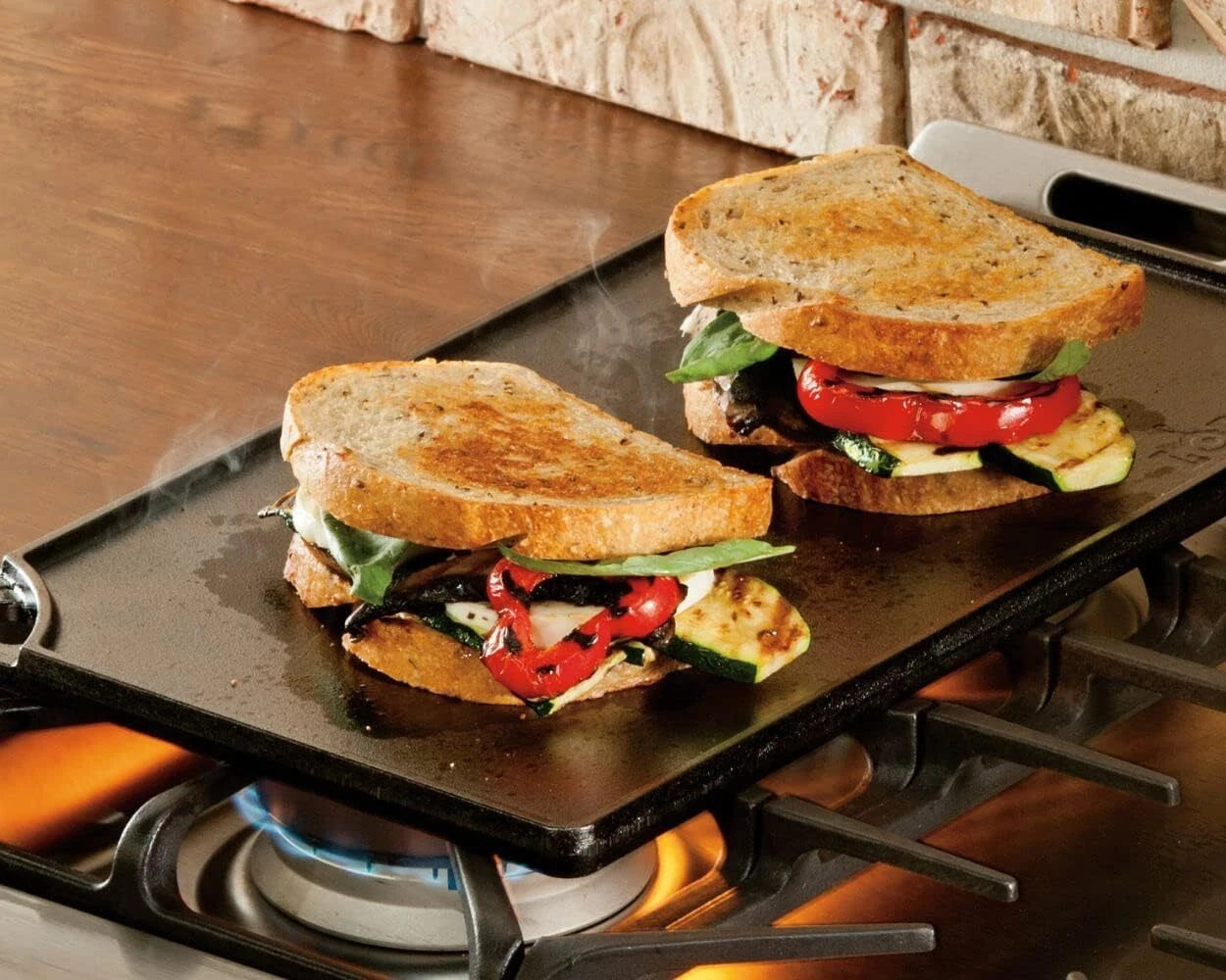 Cast Iron Rectangular Reversible Grill/Griddle, 9.5-Inch x 16.75-Inch, Black 07FC0E-D4 - KOEEK