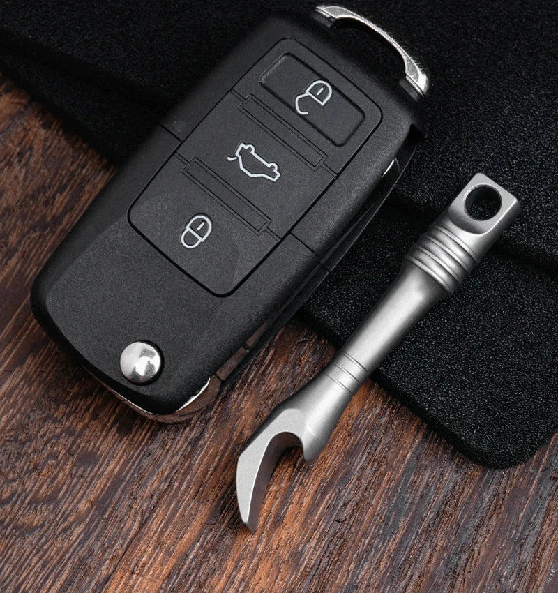 Mini Titanium Keychain Pry Bar Crowbar Bottle Opener Necklace Pendant Multi EDC 07FC0E-D4 - KOEEK