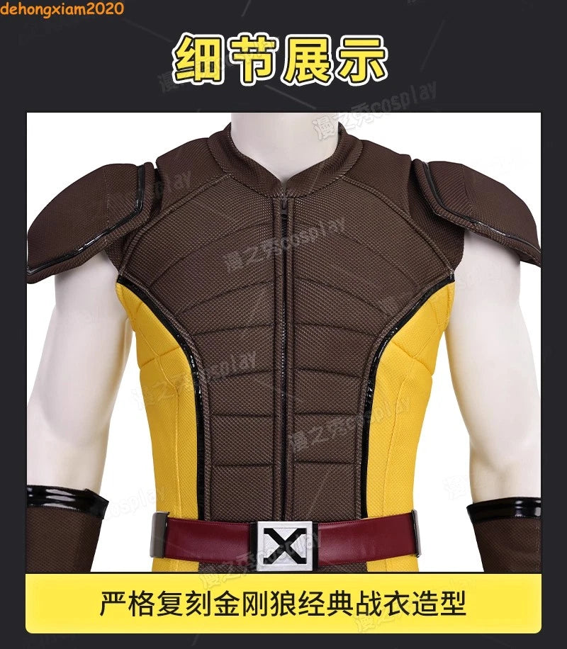Deadpool & Wolverine Wolverine Cosplay Costume Men Brown Ver. Halloween Jumpsuit 07FC0E-D4 - KOEEK