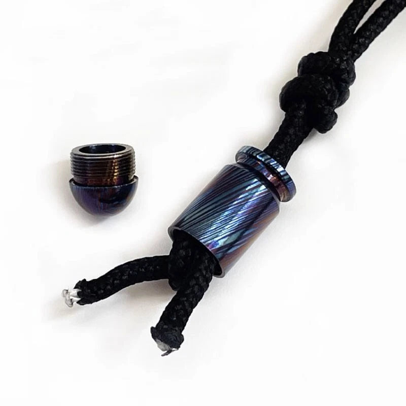 EDC Titanium Damascus Parachute Cord Bead Necklace Keychain Pendant Lanyard Tool 07FC0E-D4 - KOEEK