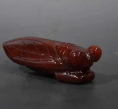 7cm Exquisitely Chinese Jade Red Agate Gold Cicada Pendants Decoration 07FC0E-D4 - KOEEK